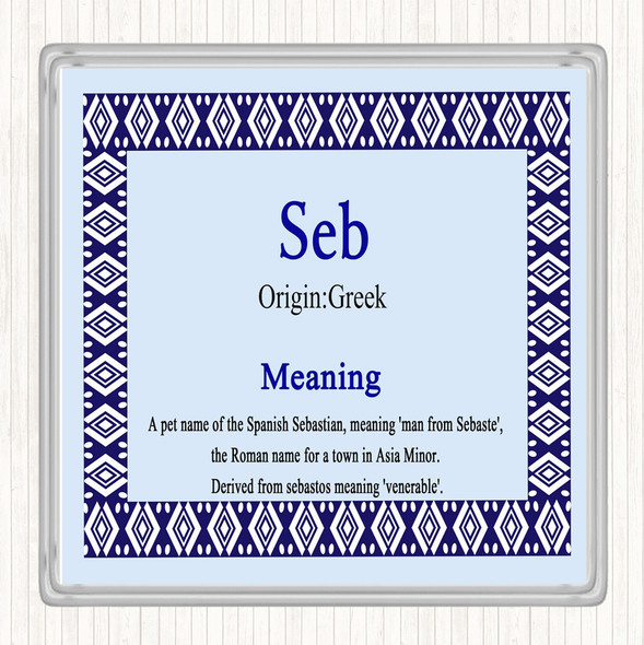 Seb Name Meaning Drinks Mat Coaster Blue