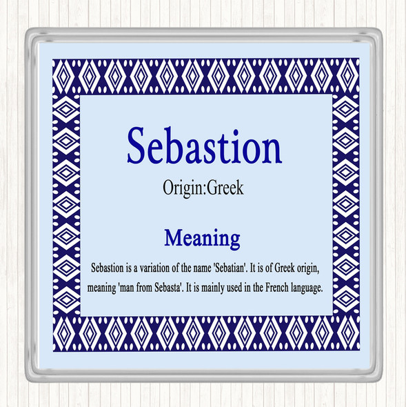 Sebastion Name Meaning Drinks Mat Coaster Blue