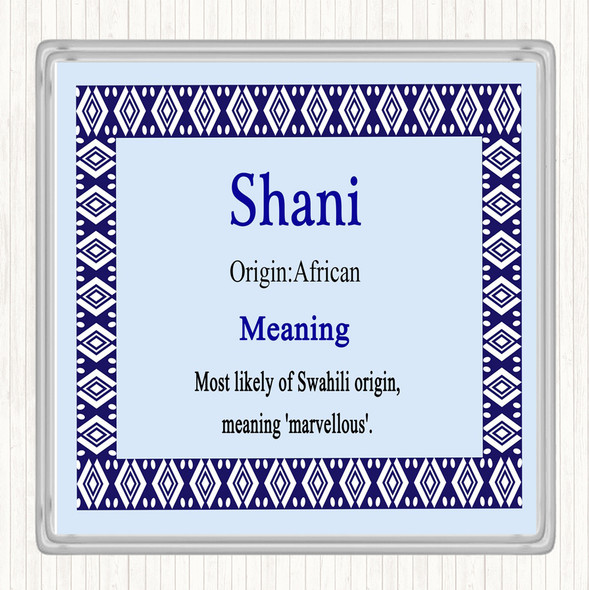 Shani Name Meaning Drinks Mat Coaster Blue