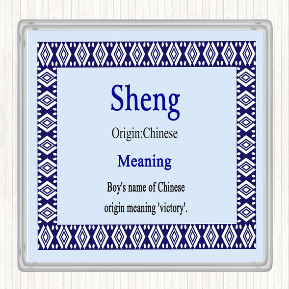 Sheng Name Meaning Drinks Mat Coaster Blue