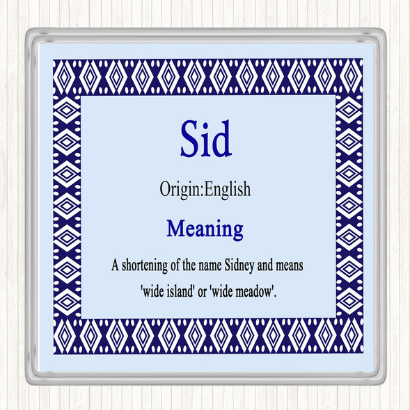Sid Name Meaning Drinks Mat Coaster Blue