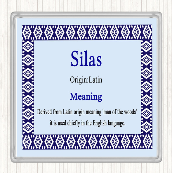 Silas Name Meaning Drinks Mat Coaster Blue
