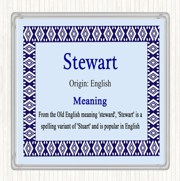 Stewart Name Meaning Drinks Mat Coaster Blue