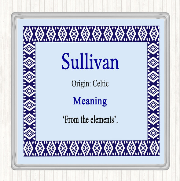 Sullivan Name Meaning Drinks Mat Coaster Blue