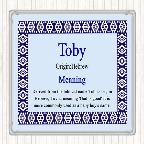 Toby Name Meaning Drinks Mat Coaster Blue