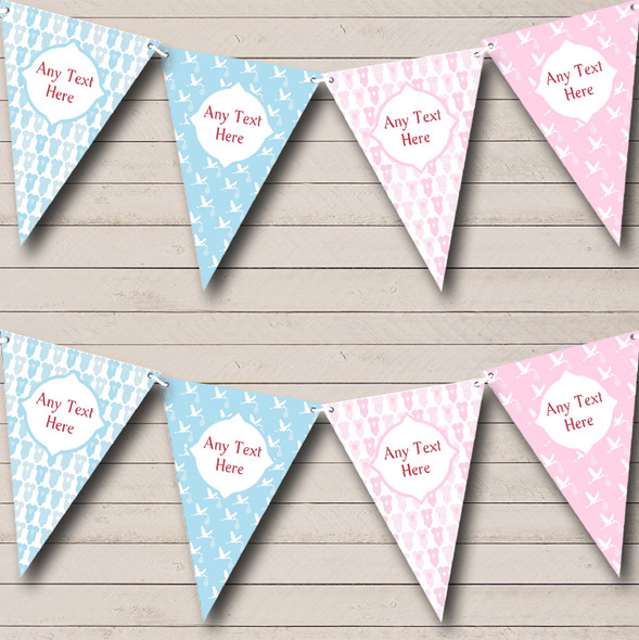 Blue Pink Boy And Girl Personalised Christening Baptism Bunting