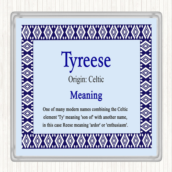 Tyreese Name Meaning Drinks Mat Coaster Blue