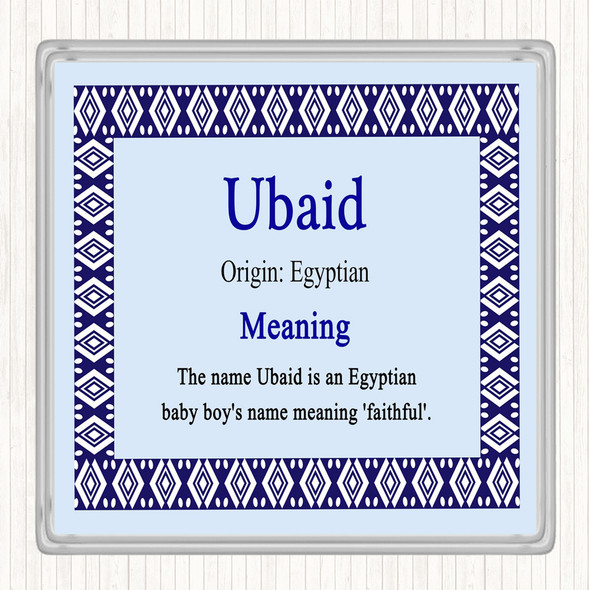 Ubaid Name Meaning Drinks Mat Coaster Blue