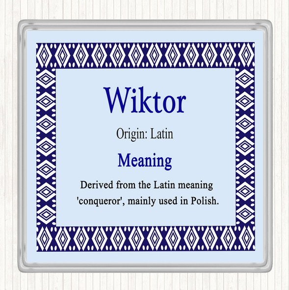 Wiktor Name Meaning Drinks Mat Coaster Blue