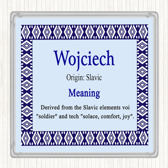Wojciech Name Meaning Drinks Mat Coaster Blue