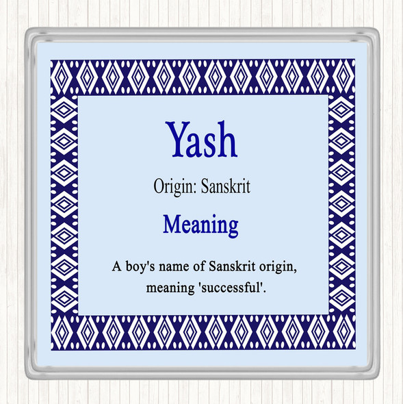 Yash Name Meaning Drinks Mat Coaster Blue