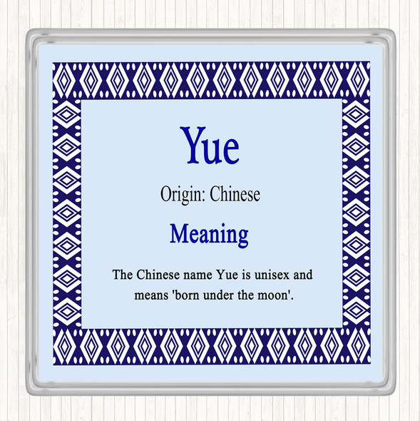 Yue Name Meaning Drinks Mat Coaster Blue