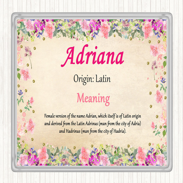 Adriana Name Meaning Drinks Mat Coaster Floral