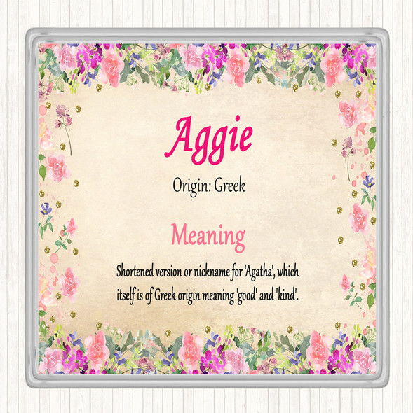 Aggie Name Meaning Drinks Mat Coaster Floral