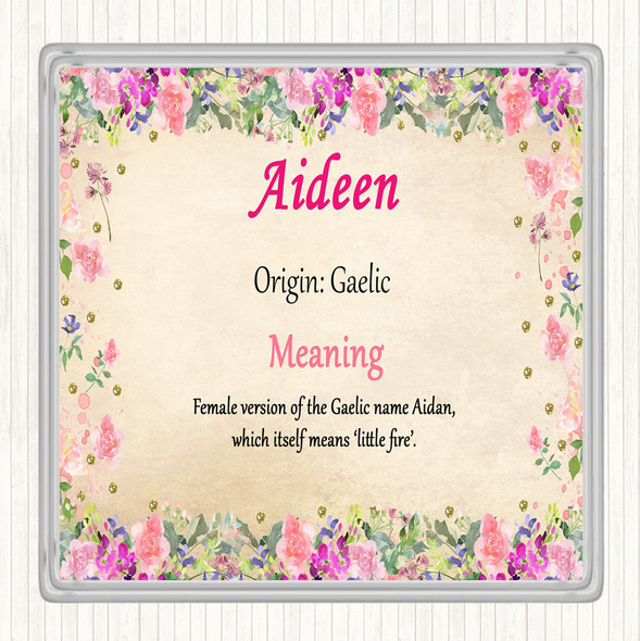 Aideen Name Meaning Drinks Mat Coaster Floral