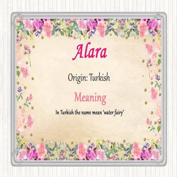 Alara Name Meaning Drinks Mat Coaster Floral