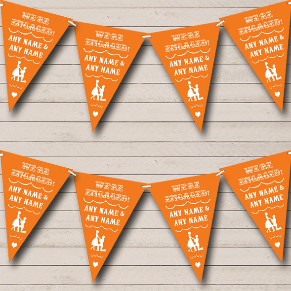Vintage Text Engagement Orange Personalised Engagement Party Bunting