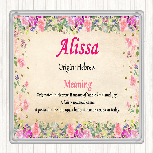 Alissa Name Meaning Drinks Mat Coaster Floral