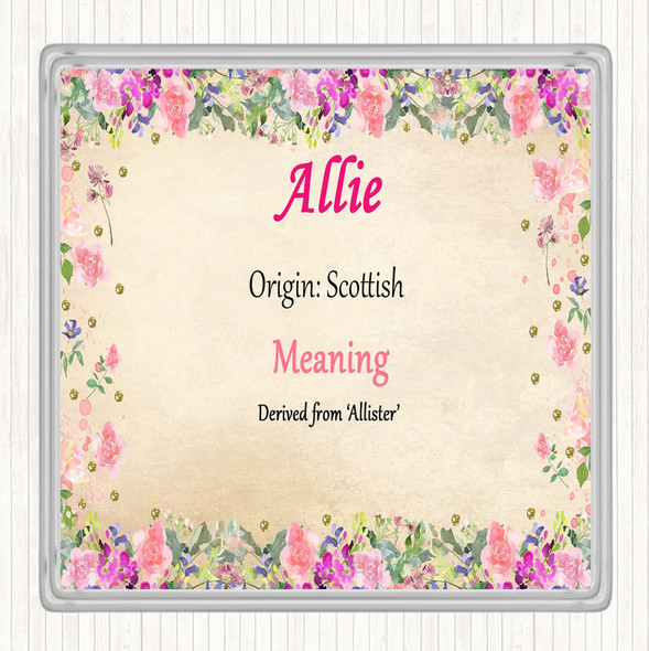 Allie Name Meaning Drinks Mat Coaster Floral