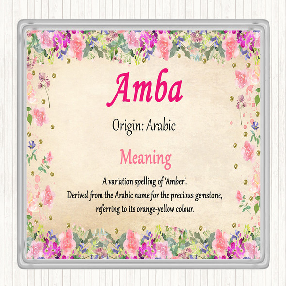 Amba Name Meaning Drinks Mat Coaster Floral