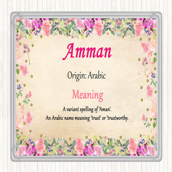 Amman Name Meaning Drinks Mat Coaster Floral