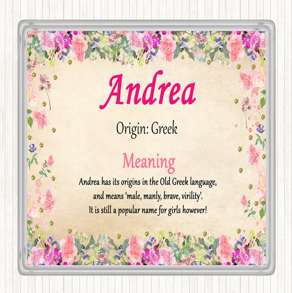 Andrea Name Meaning Drinks Mat Coaster Floral