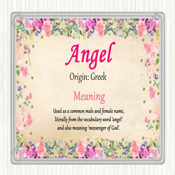 Angel Name Meaning Drinks Mat Coaster Floral