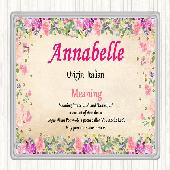 Annabelle Name Meaning Drinks Mat Coaster Floral