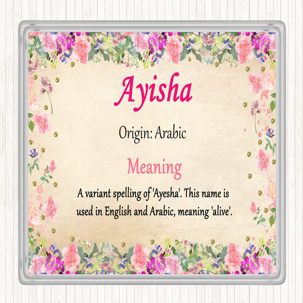 Ayisha Name Meaning Drinks Mat Coaster Floral