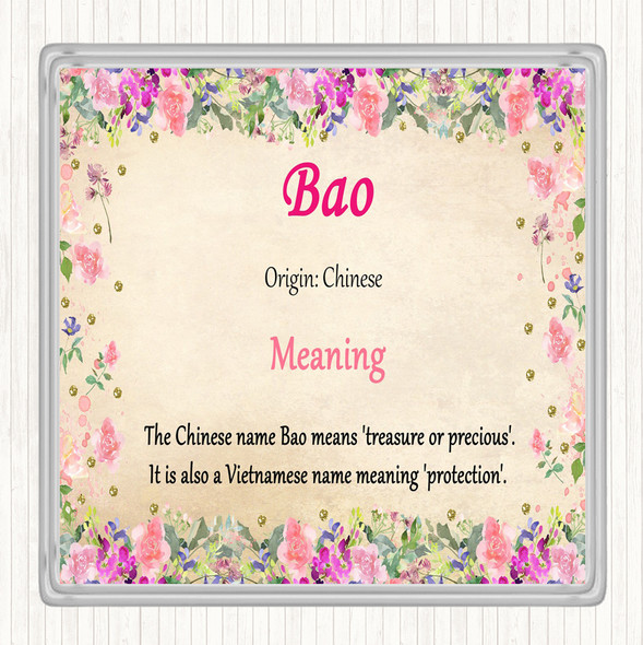 Bao Name Meaning Drinks Mat Coaster Floral