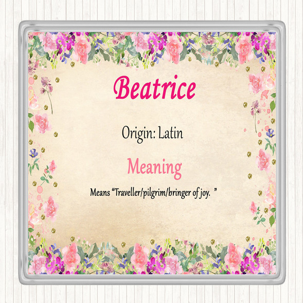 Beatrice Name Meaning Drinks Mat Coaster Floral