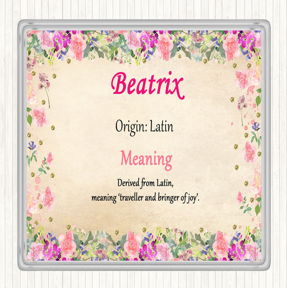 Beatrix Name Meaning Drinks Mat Coaster Floral
