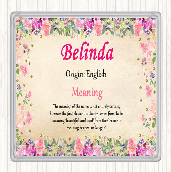 Belinda Name Meaning Drinks Mat Coaster Floral