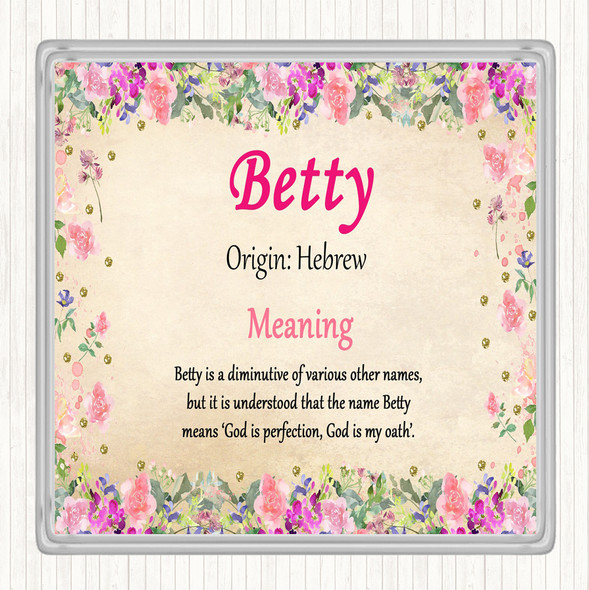 Betty Name Meaning Drinks Mat Coaster Floral