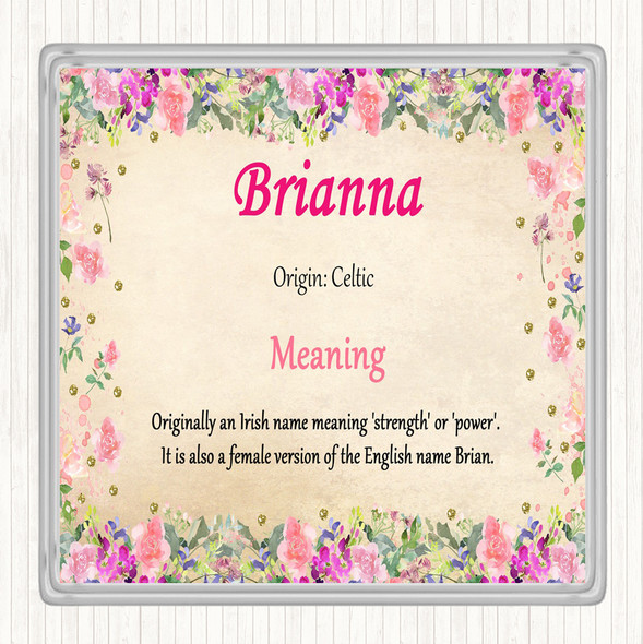 Brianna Name Meaning Drinks Mat Coaster Floral