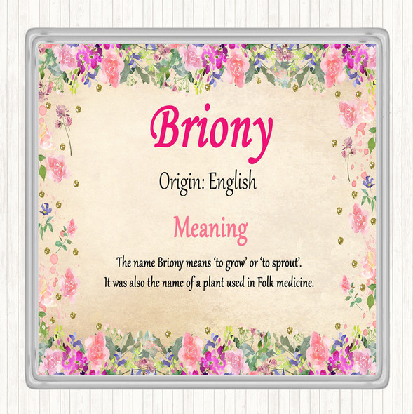 Briony Name Meaning Drinks Mat Coaster Floral