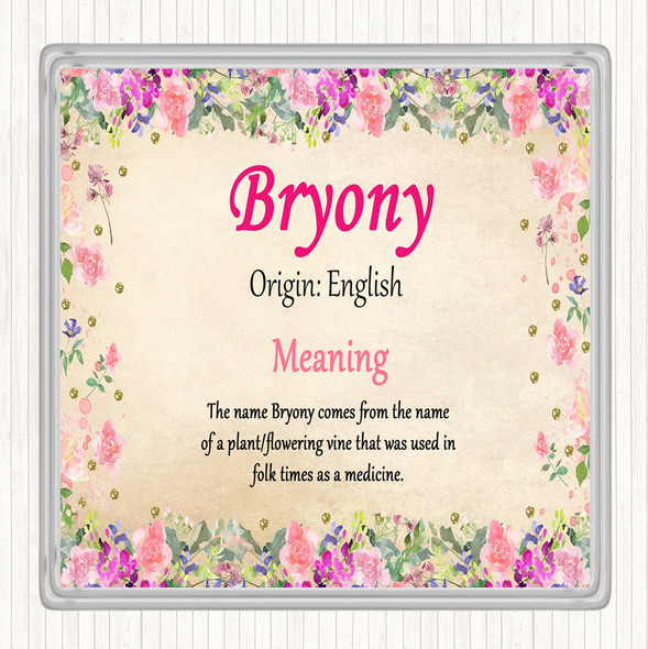 Bryony Name Meaning Drinks Mat Coaster Floral