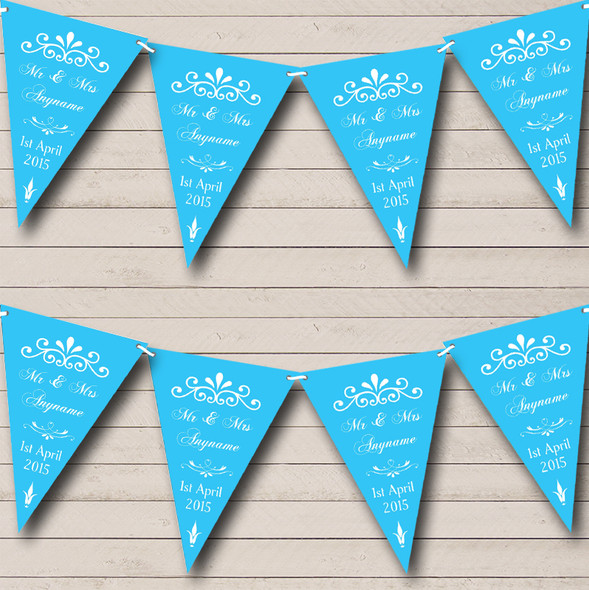 Vintage Regal Engagement Sky Blue Personalised Engagement Party Bunting