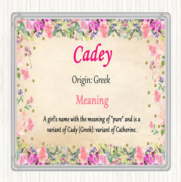 Cadey Name Meaning Drinks Mat Coaster Floral