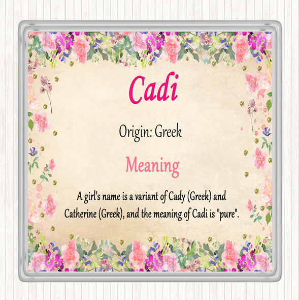 Cadi Name Meaning Drinks Mat Coaster Floral