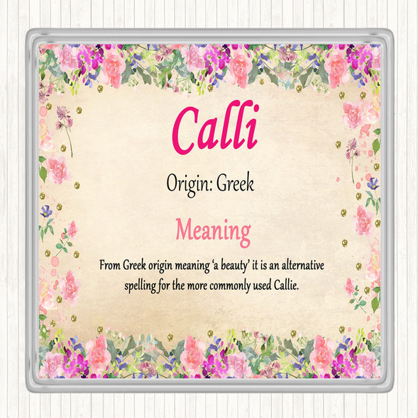 Calli Name Meaning Drinks Mat Coaster Floral