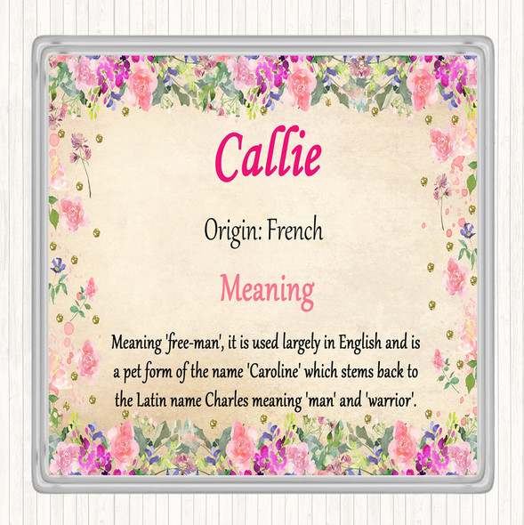 Callie Name Meaning Drinks Mat Coaster Floral