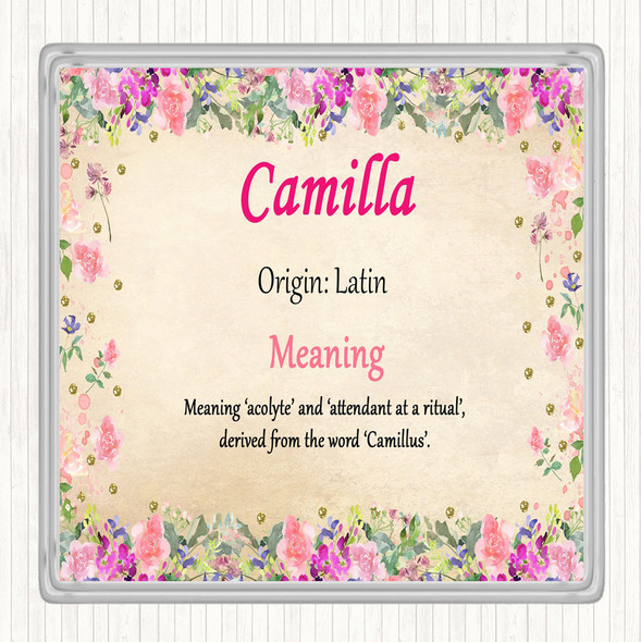 Camilla Name Meaning Drinks Mat Coaster Floral