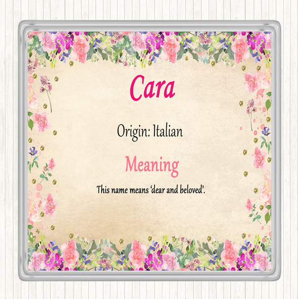 Cara Name Meaning Drinks Mat Coaster Floral
