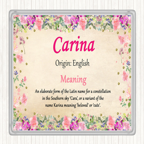 Carina Name Meaning Drinks Mat Coaster Floral