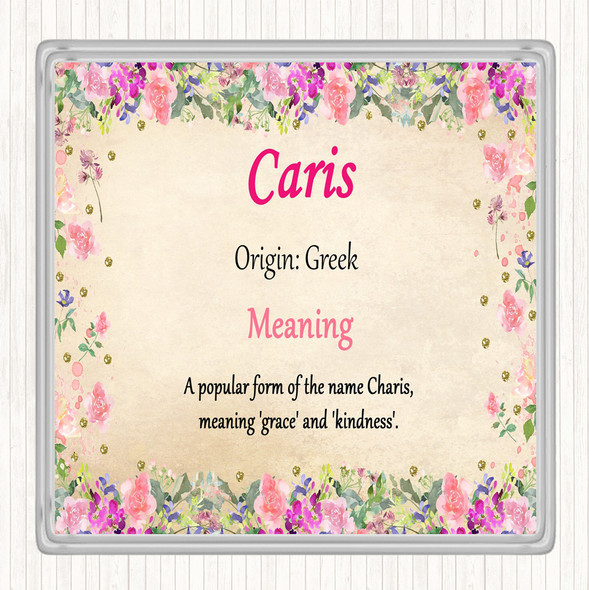 Caris Name Meaning Drinks Mat Coaster Floral