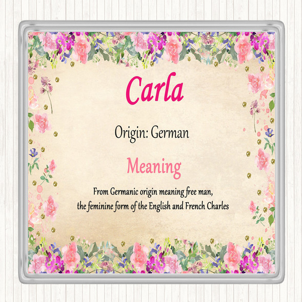 Carla Name Meaning Drinks Mat Coaster Floral