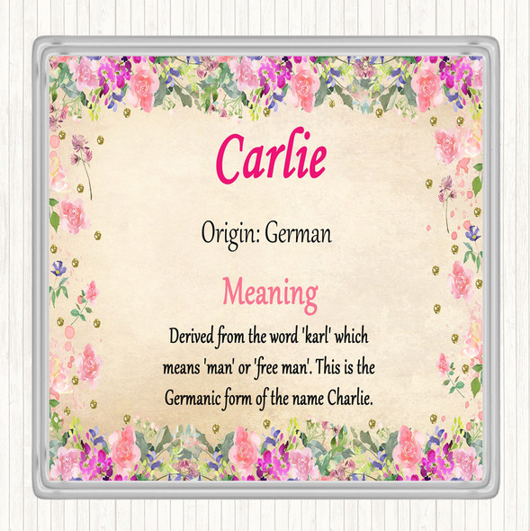 Carlie Name Meaning Drinks Mat Coaster Floral