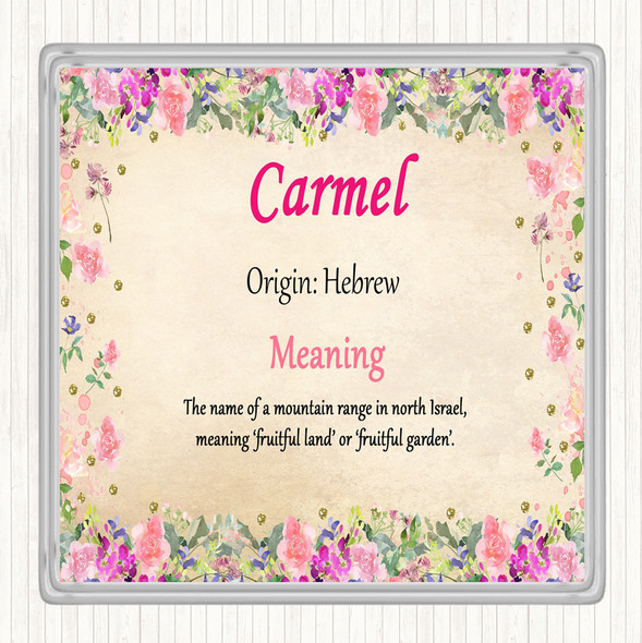 Carmel Name Meaning Drinks Mat Coaster Floral