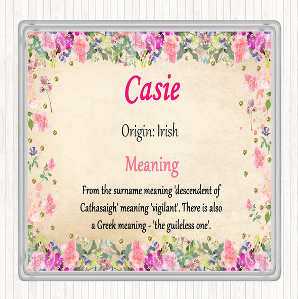 Casie Name Meaning Drinks Mat Coaster Floral